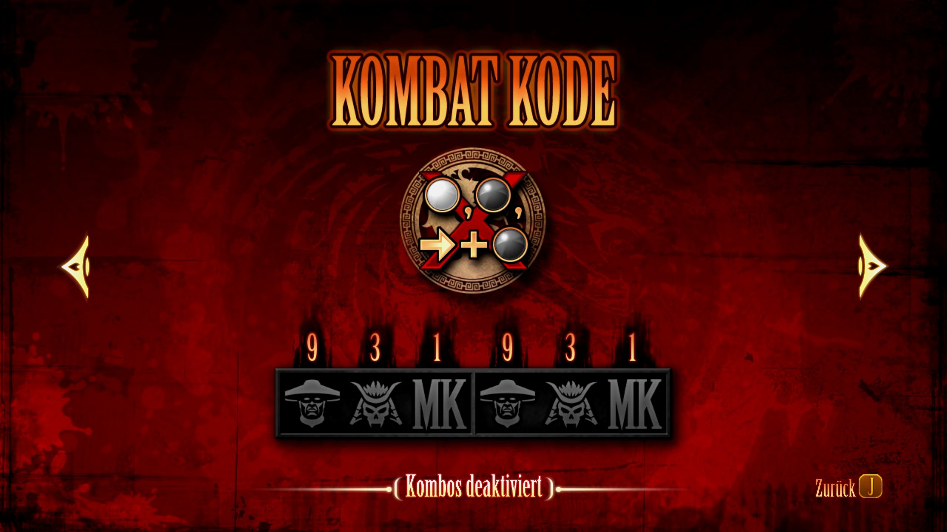 MK2011 Artwork Kombat Kodes Kombos deakiviert