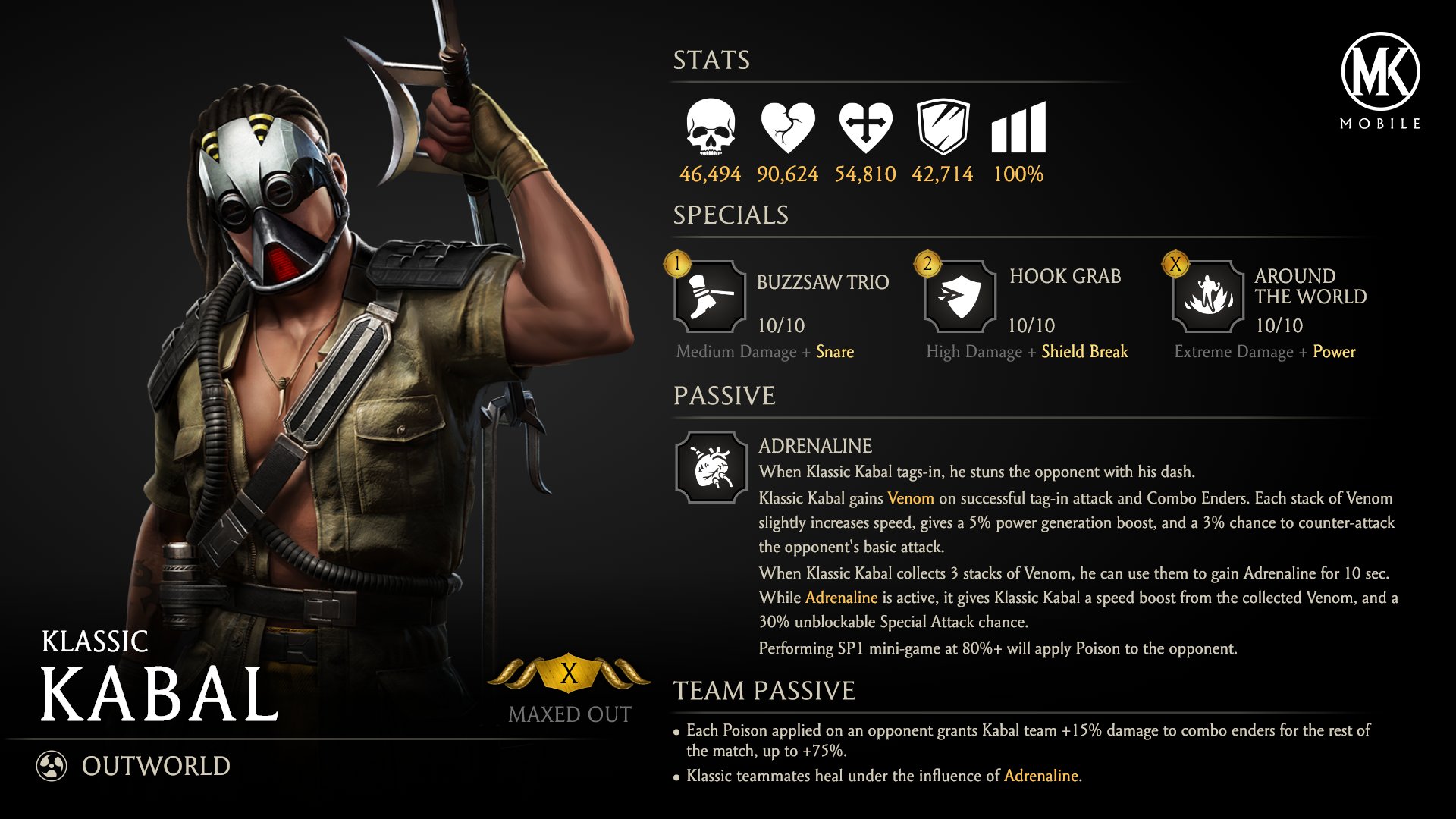 MKMobile Klassic Kabal Stats