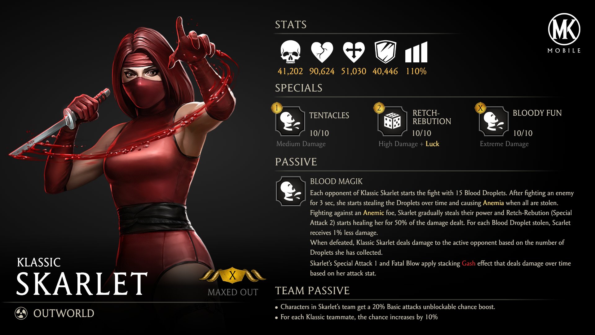 MKMobile Klassic Skarlet Stats