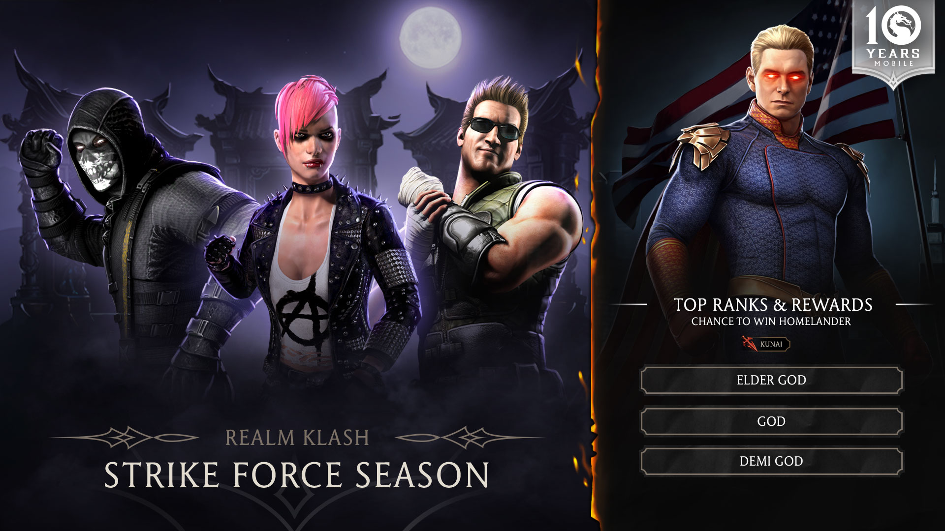MKMobile Strike Force Season Cassie Cage Johnny Cage Homelander