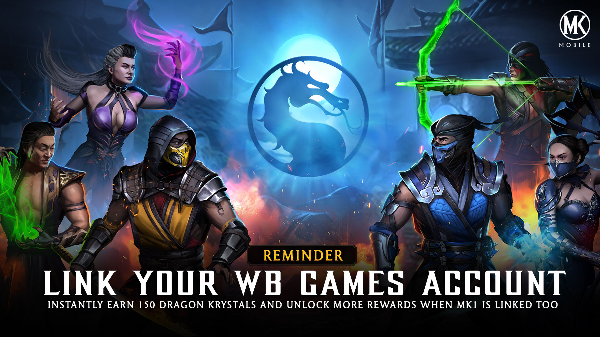MKMobile Link your WB Shang Tsung Sub-Zero Nightwolf Scorpion Kitana Sindel